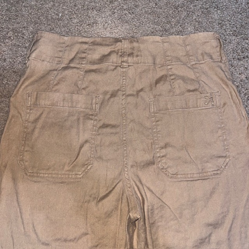 Anthropologie Maeve The Colette Ankle Cropped Linen Wide Leg Pants Tan 29 - Picture 5 of 7